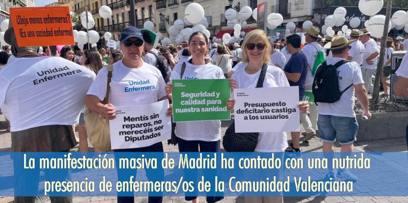 La manifestación masiva de Madrid ha contado con una nutrida presencia de enfermeras/os de la Comunidad Valenciana