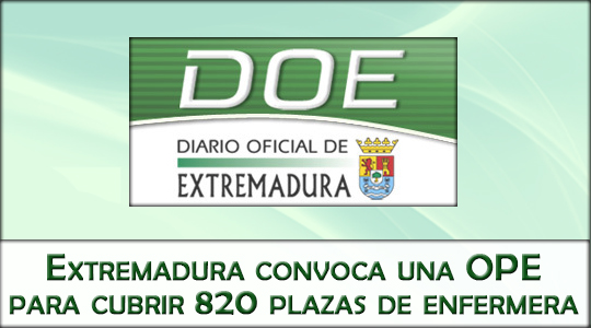 Extremadura convoca una OPE para cubrir 820 plazas de enfermera