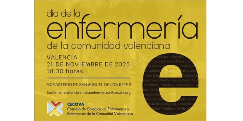 El CECOVA celebra el Día de la Enfermería de la Comunidad Valenciana en un acto en San Miguel de los Reyes el 21 de noviembre