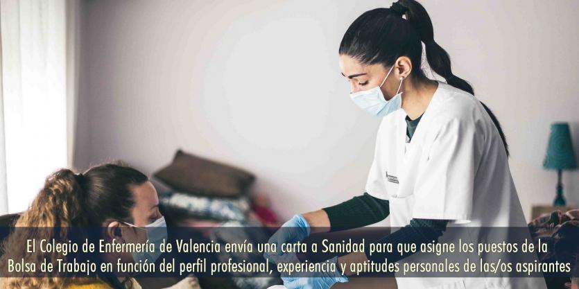 El Colegio de Enfermería de Valencia envía una carta a Sanidad para que asigne los puestos de la Bolsa de Trabajo en función del perfil profesional, experiencia y aptitudes personales de las/os aspirantes