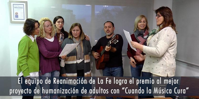 El equipo de Reanimación de La Fe logra el premio al mejor proyecto de humanización de adultos con “Cuando la Música Cura”